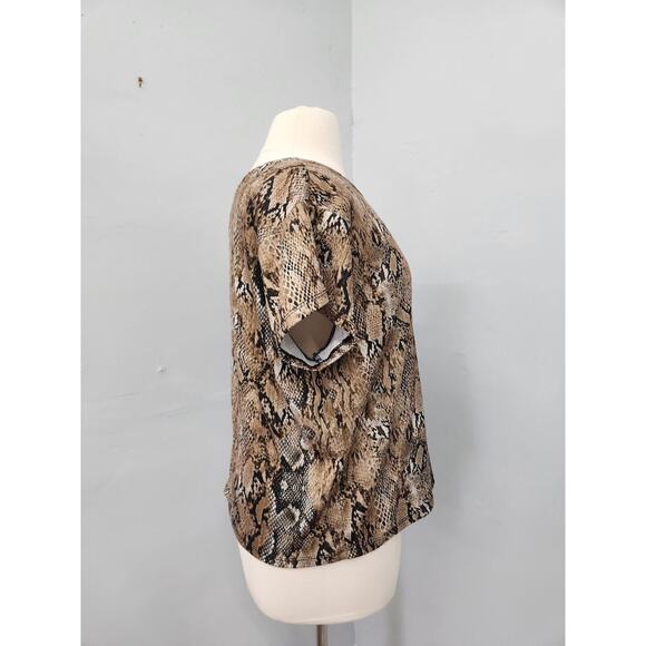 Torrid Knit Top 2X Short Sleeve Boxy Python Snake Animal Print Stretch - Picture 4 of 10